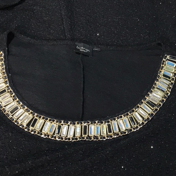 La Vanya long sparkly tunic sweater embellished Collar rhinestones - Picture 8 of 11